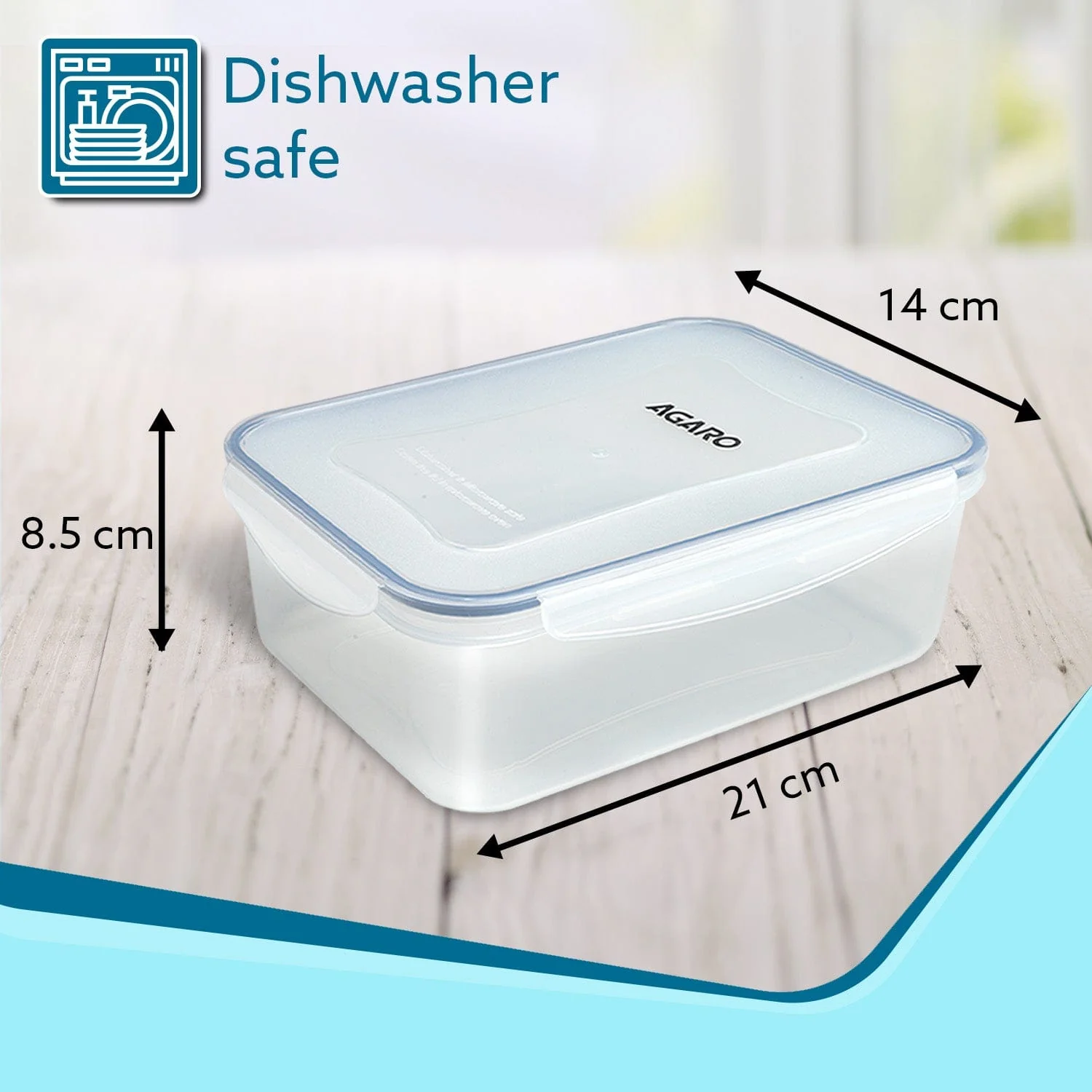 Airtight Container, Food Storage Container With Lid, Multipurpose, Rectangular Plastic Body, Leak Proof, BPA Free, 1.5L Each, Pack of 3 - Image 6
