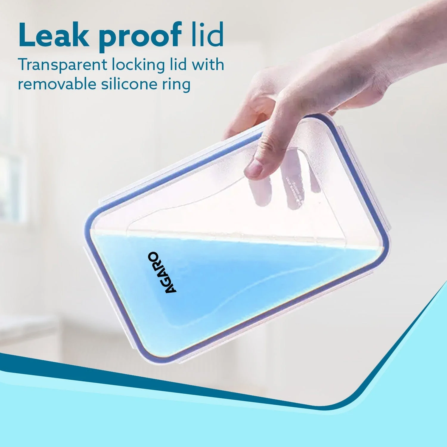 Airtight  Container, Food Storage Container With Lid, Multipurpose Kitchen Container, Rectangular Plastic Body, Leak Proof, BPA Free, Capacity 2.6L Each, Pack of 2 - Image 4