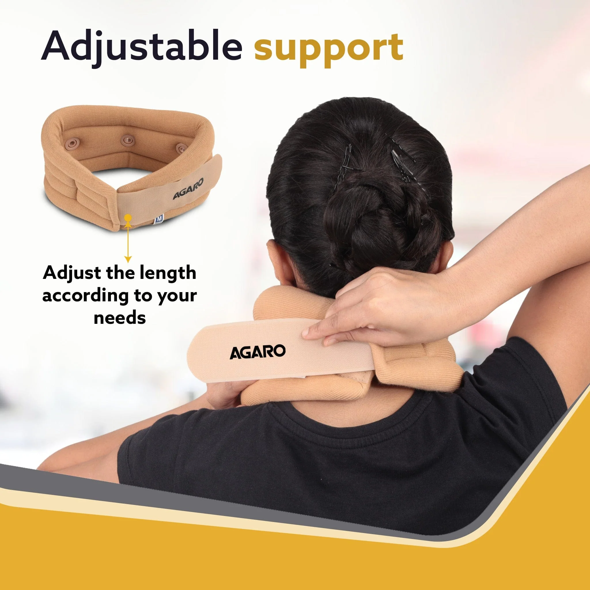 AGARO Cervical Collar Spondylitis Neck Support, Adjustable Neck Brace With Extra Support, Relieves Pain, Stress & Pressure in Spine, Extra Large, Beige - Image 4