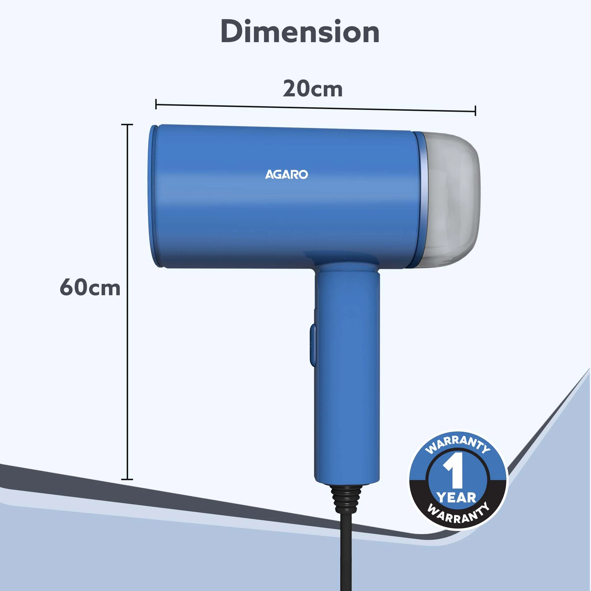 Elegant Handheld Garment Steamer, 170 ML Water Tank, Blue - Image 6