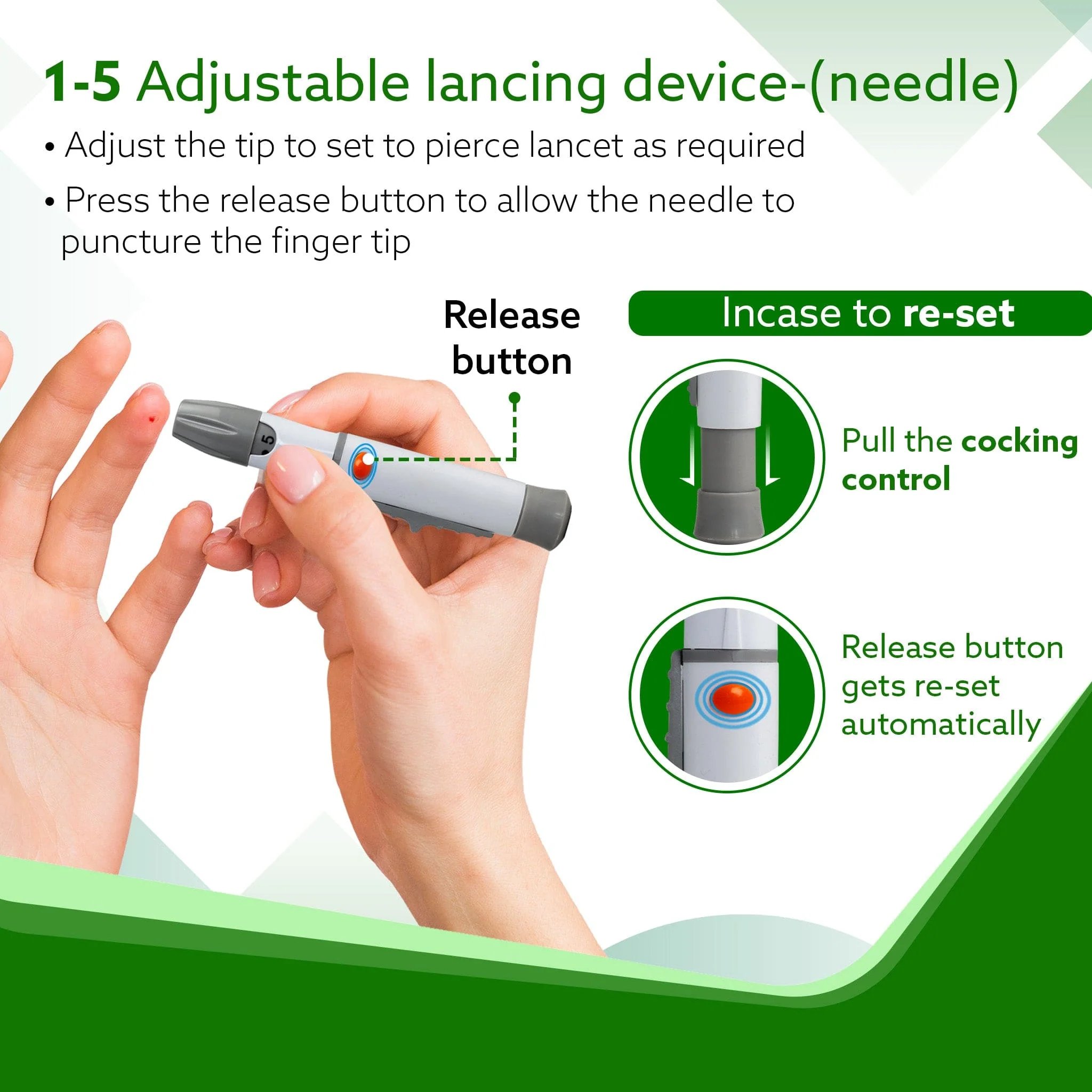 Glucometer, Blood Glucose Monitoring System with 50pcs Strips & Lancets, Glucometer Machine, Instant Blood Sugar Test at Home, Fast Blood Sugar Testing Device, Simple & Accurate, GLM-76 - Image 3