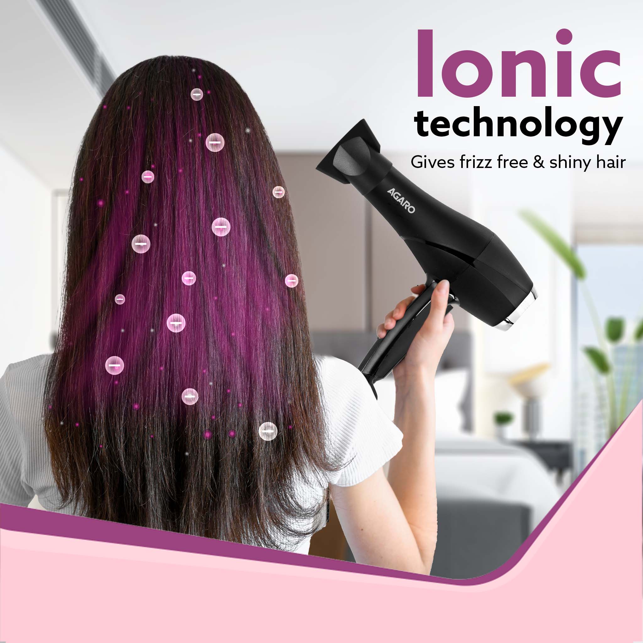 HD-1120 2000 Watts Professional Hair Dryer with AC Copper Motor, Concentrator, Diffuser, Comb, Hot & Cold Air, 2 Speed 3 Temperature Settings with Cool Shot, For both Men & Women, (Black) - Image 3