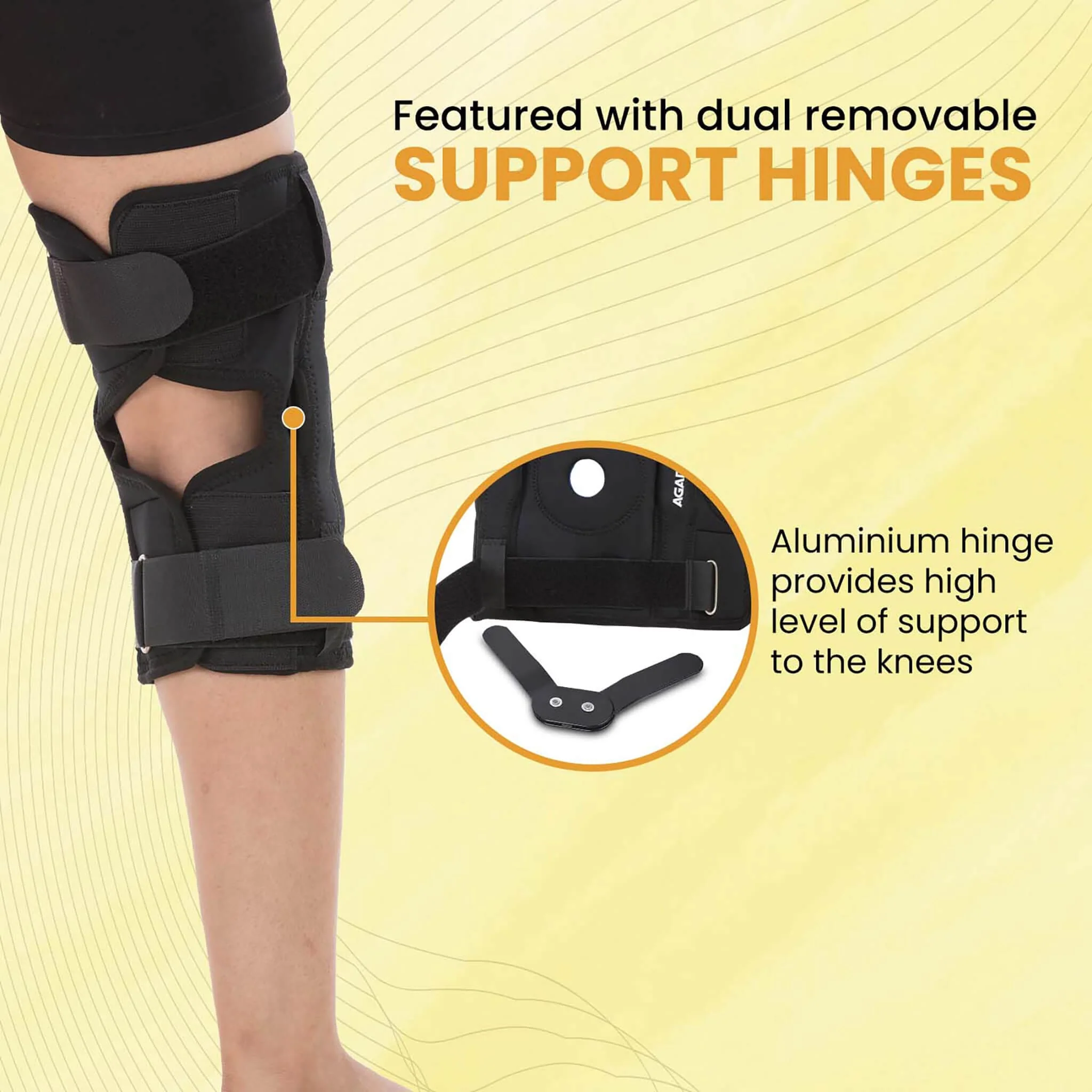Knee Wrap Hinged With Open Patella, Rigid Biaxial Hinge, Neoprene Layer For Pain Relief, Braces Walking, Workout And Sports, XL, Black - Image 3