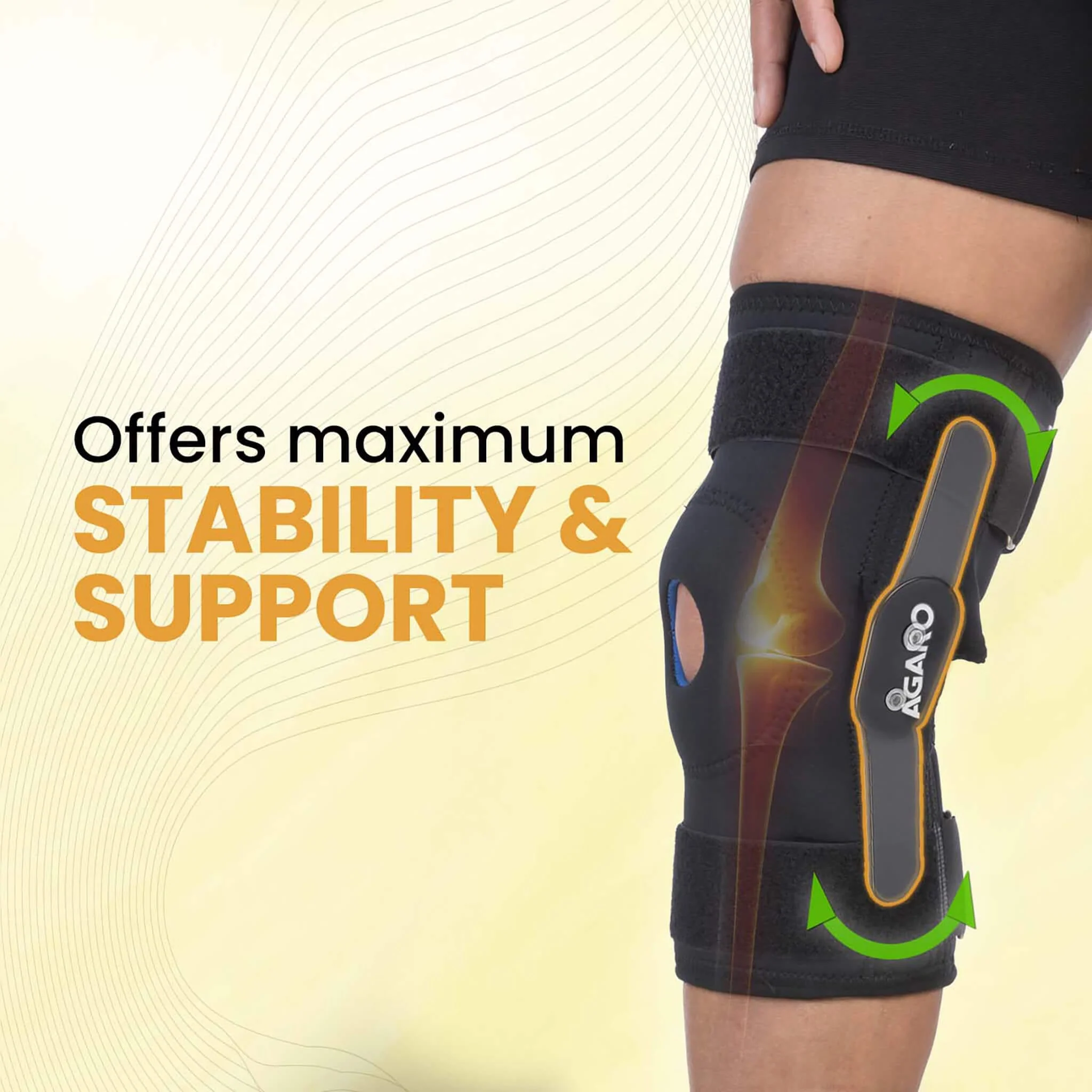 Knee Wrap Hinged With Open Patella, Rigid Biaxial Hinge, Neoprene Layer For Pain Relief, Braces Walking, Workout And Sports, XL, Black - Image 6