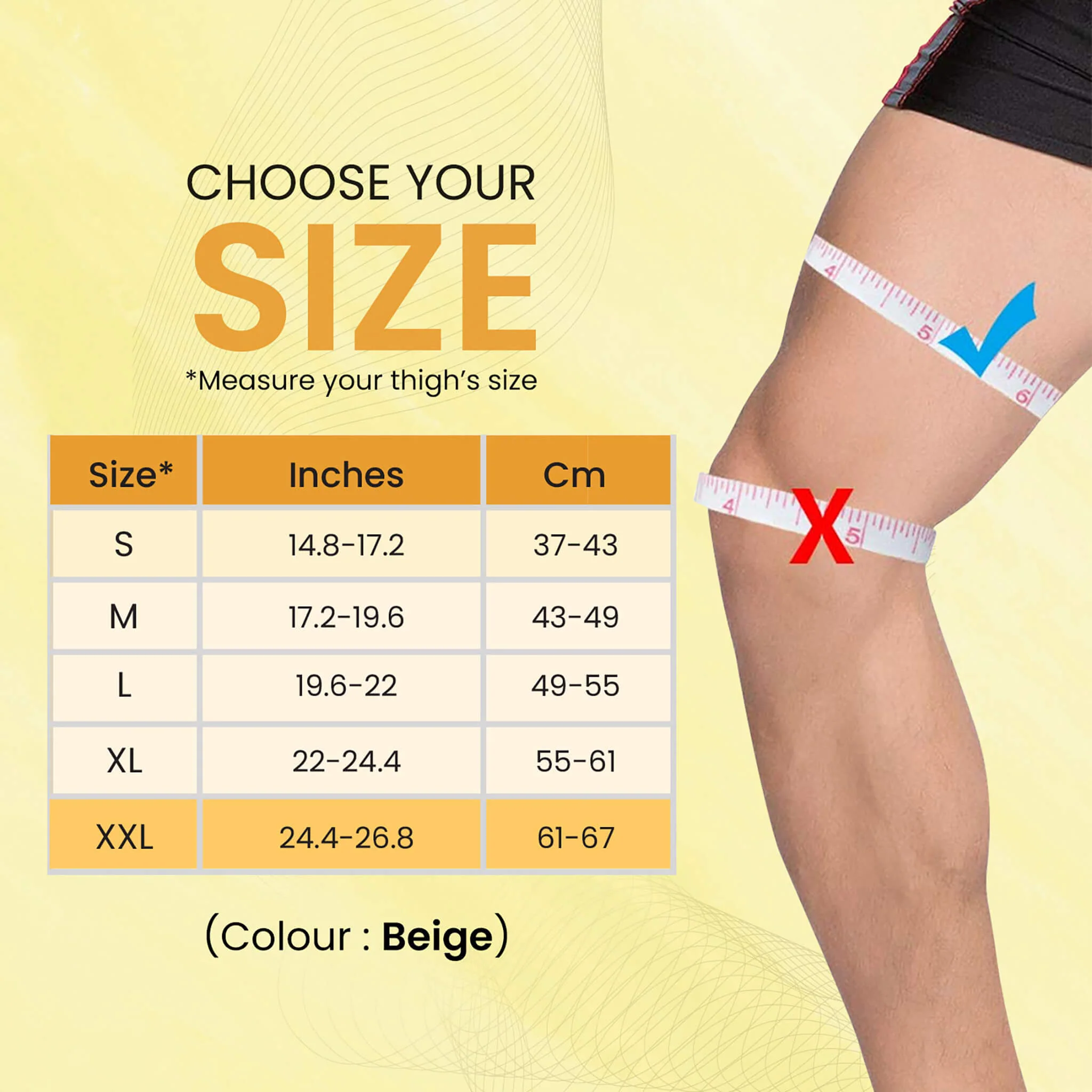 Tubular Stretchable Knee Cap,  Breathable Fabric, Uniform Compression, Relieves Muscle Pain, Joint Pain, Injury Recovery, For Workout, Running, For Men And Women, XXL, Beige, Pack of 2 - Image 2