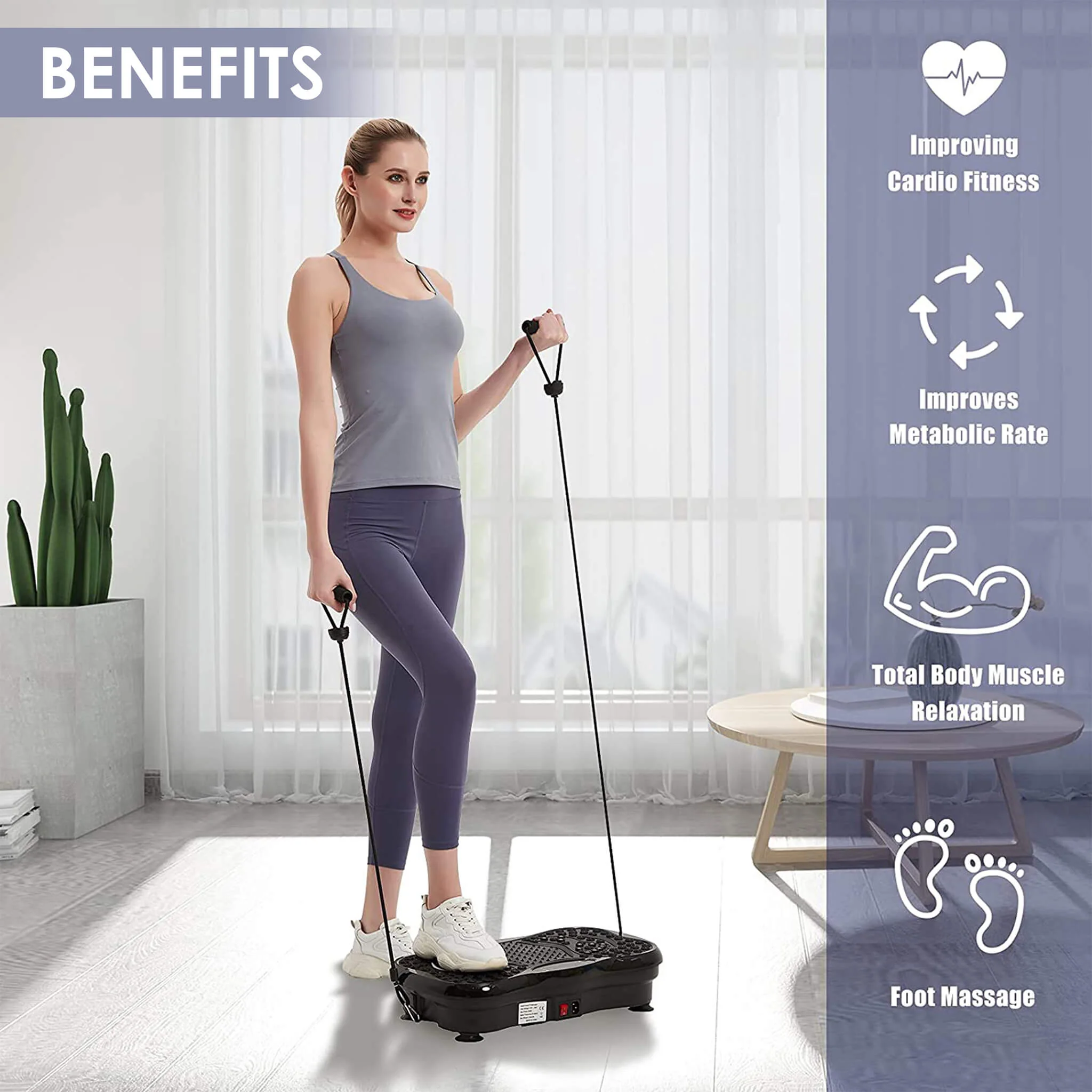 Alpha Crazyfit Vibration Plate Massager,Home & Gym Workout Machine For Muscle Toning,Calorie Burning,Massaging,Weight Loss,Pain Relief - Image 2