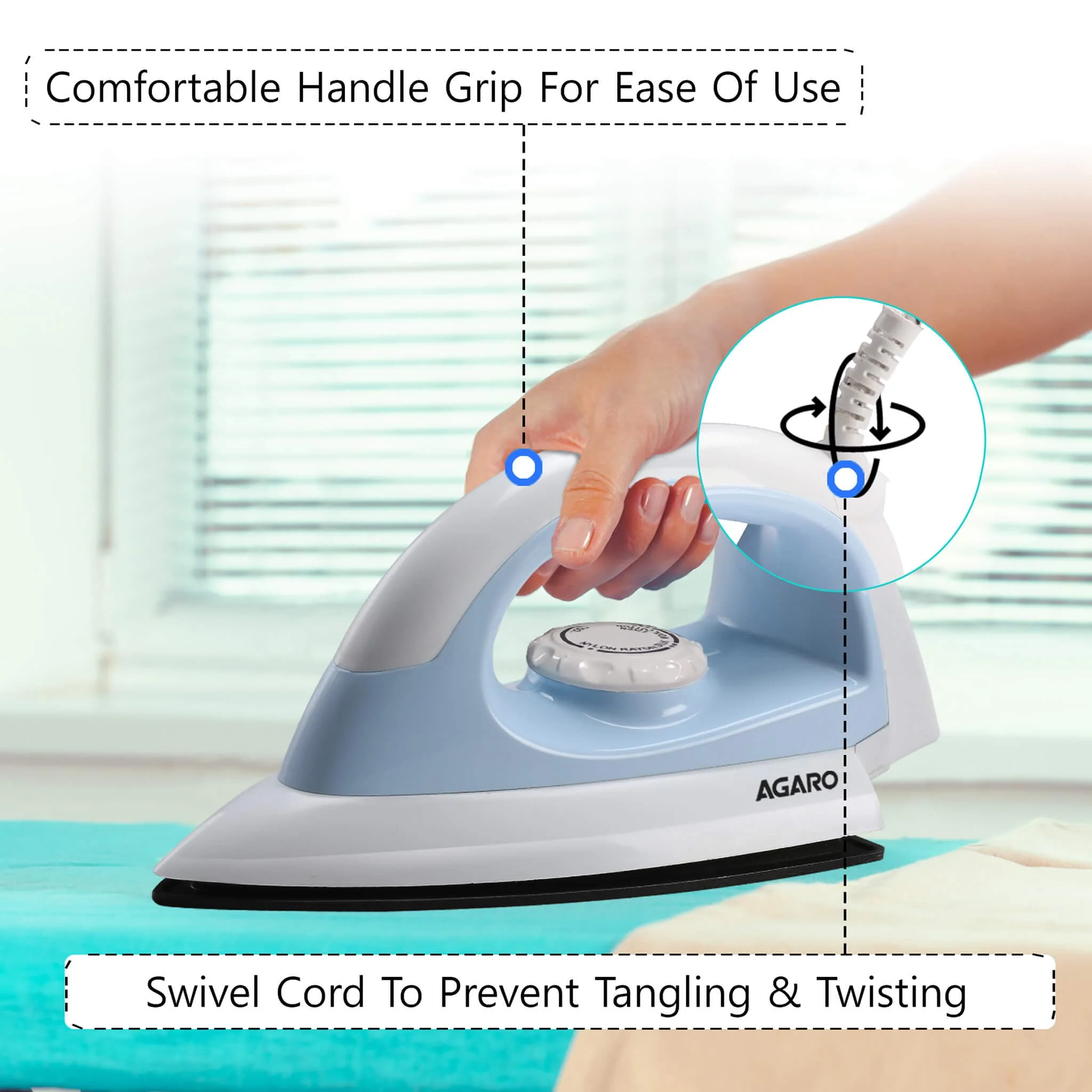 Electric Dry Iron - Blue - Image 4