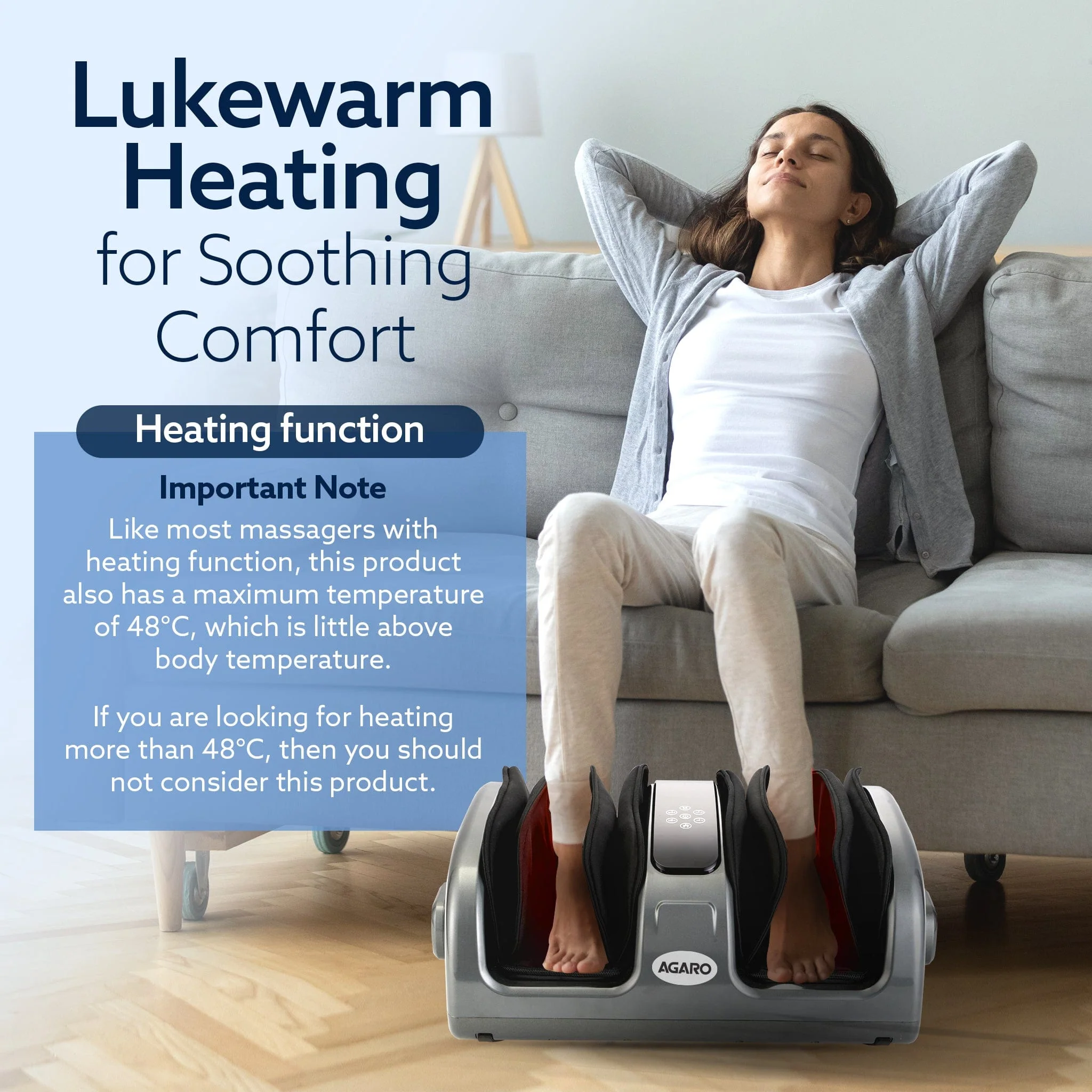 Elite Air Compress Foot Massager, Shiatsu Foot Massager, Kneading & Rolling Function, Lukewarm Heat, For Pain Relief, Muscle Relaxation & Improving Blood Circulation, Includes Remote Control - Image 4
