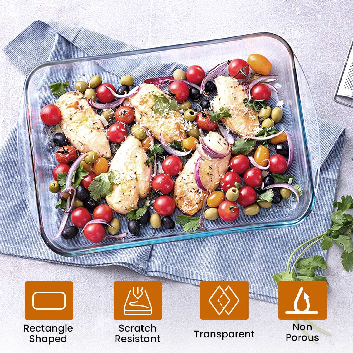 Elite Glass Baking Tray With Handle - 1600ml - Image 4