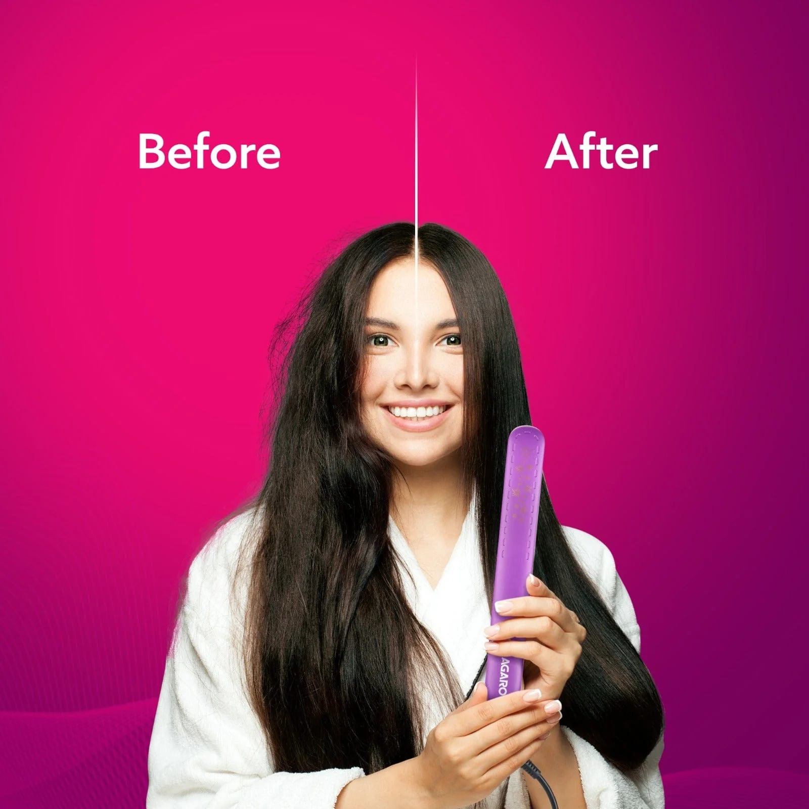 Hair Straightener, Keratin Infused Ceramic Coated Titanium Plates, Fast Heating, 4 Temperature Settings, Hair Straightening, Hair Styling For Women, Purple - Image 6