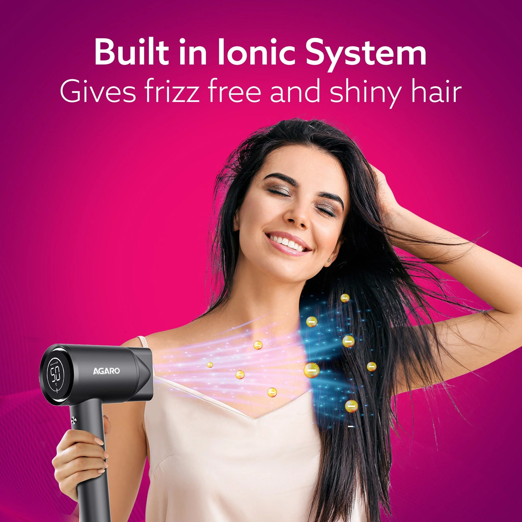 HD3240 Hair Dryer, Brushless 1600W Motor, 3 Speed & 4 temperature settings, Ionic Technology, Fast Drying High-Speed Low Noise Hairdryer with Magnetic Nozzle & Diffuser - Image 7