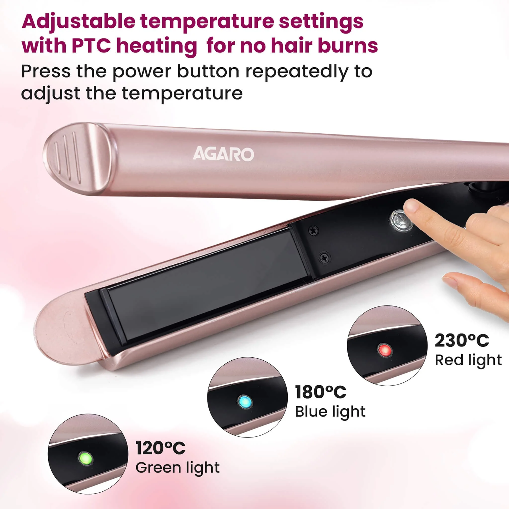 HS1927 Hair Straightner - Rose Gold - Image 3