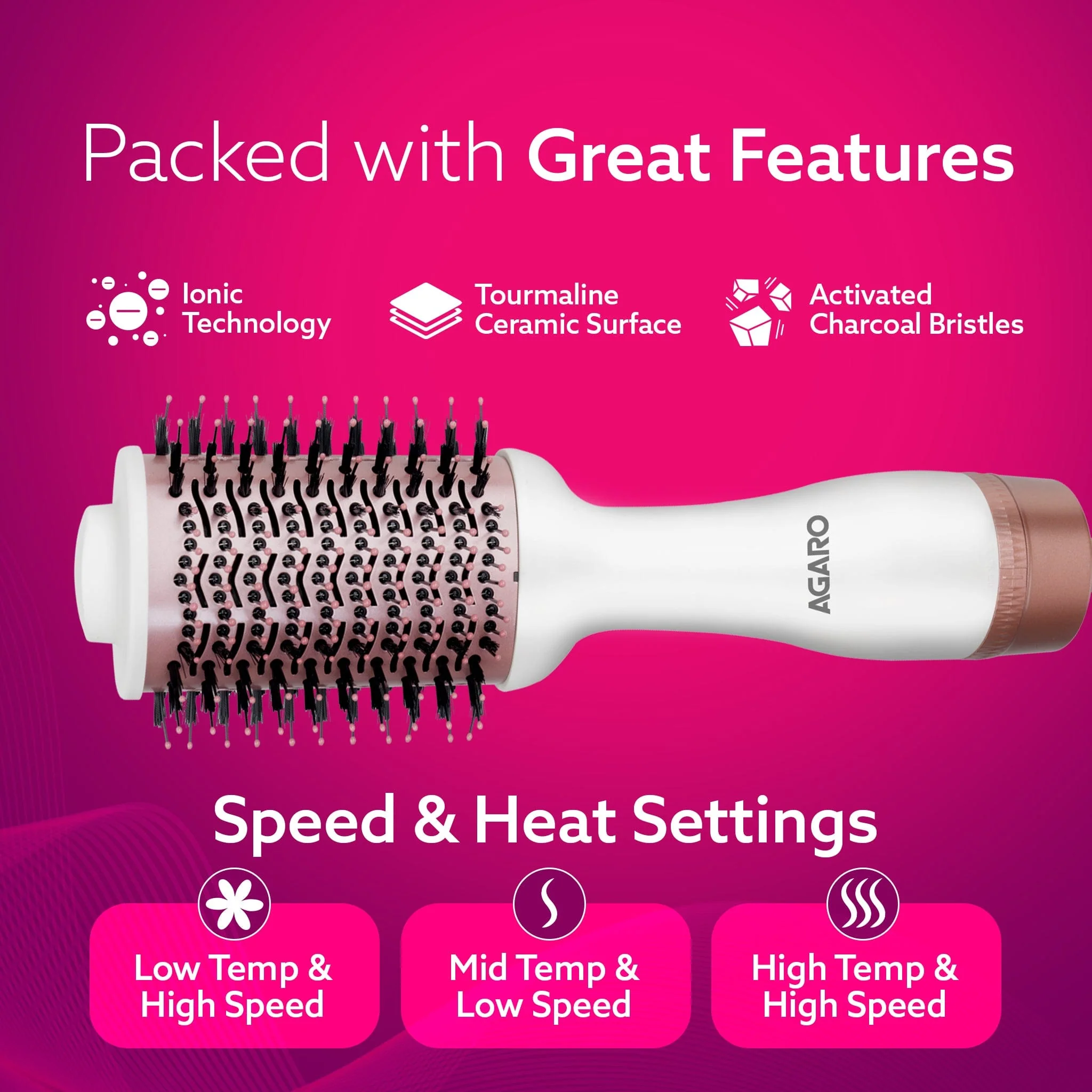HV2179 Hot Air Brush for Hair, Blow Dryer Brush, Volumizer & Styler, 360° Airflow Vent, Oval Barrel for Hair Volume, Charcoal Bristles, Ceramic Coating Brushing Head, 1200W - Image 16