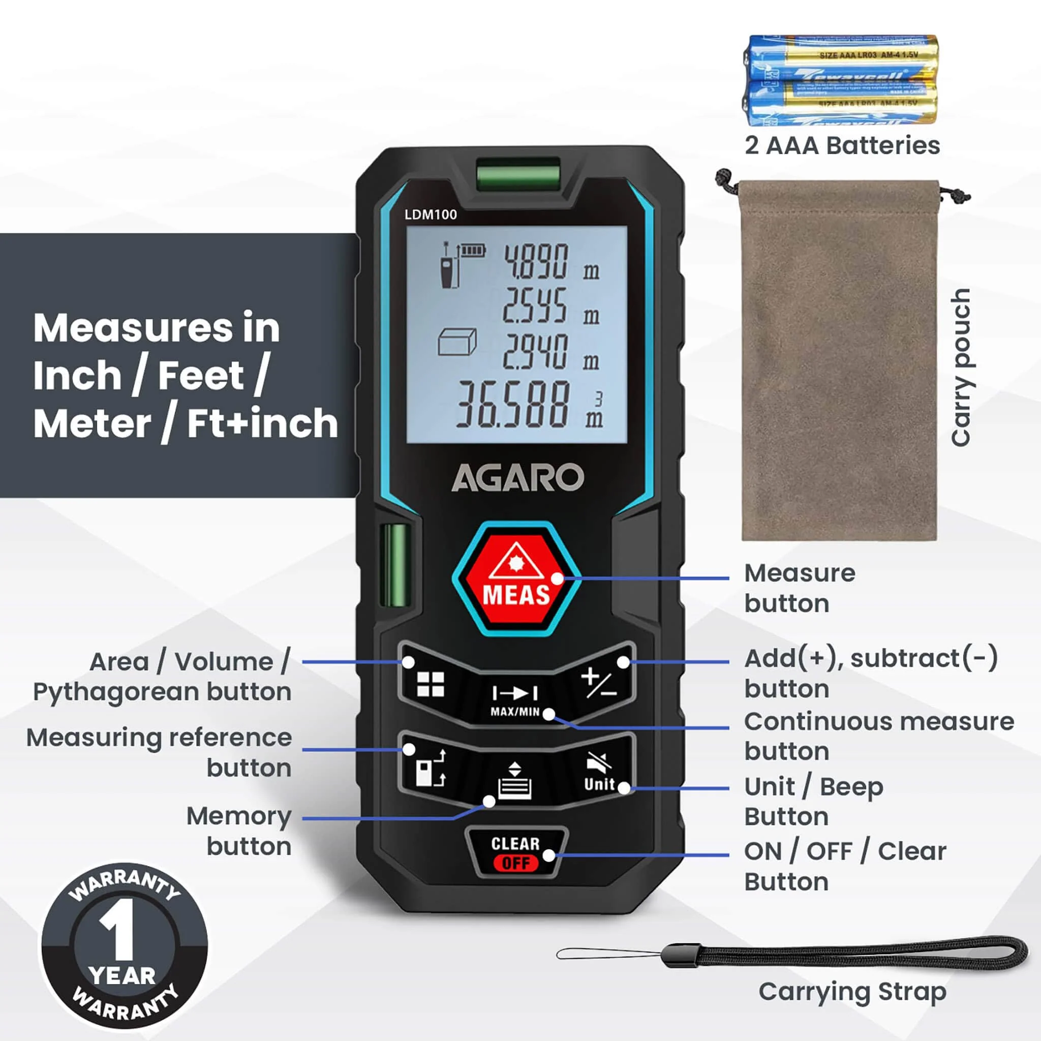 LDM100 Laser Distance Meter - Image 6
