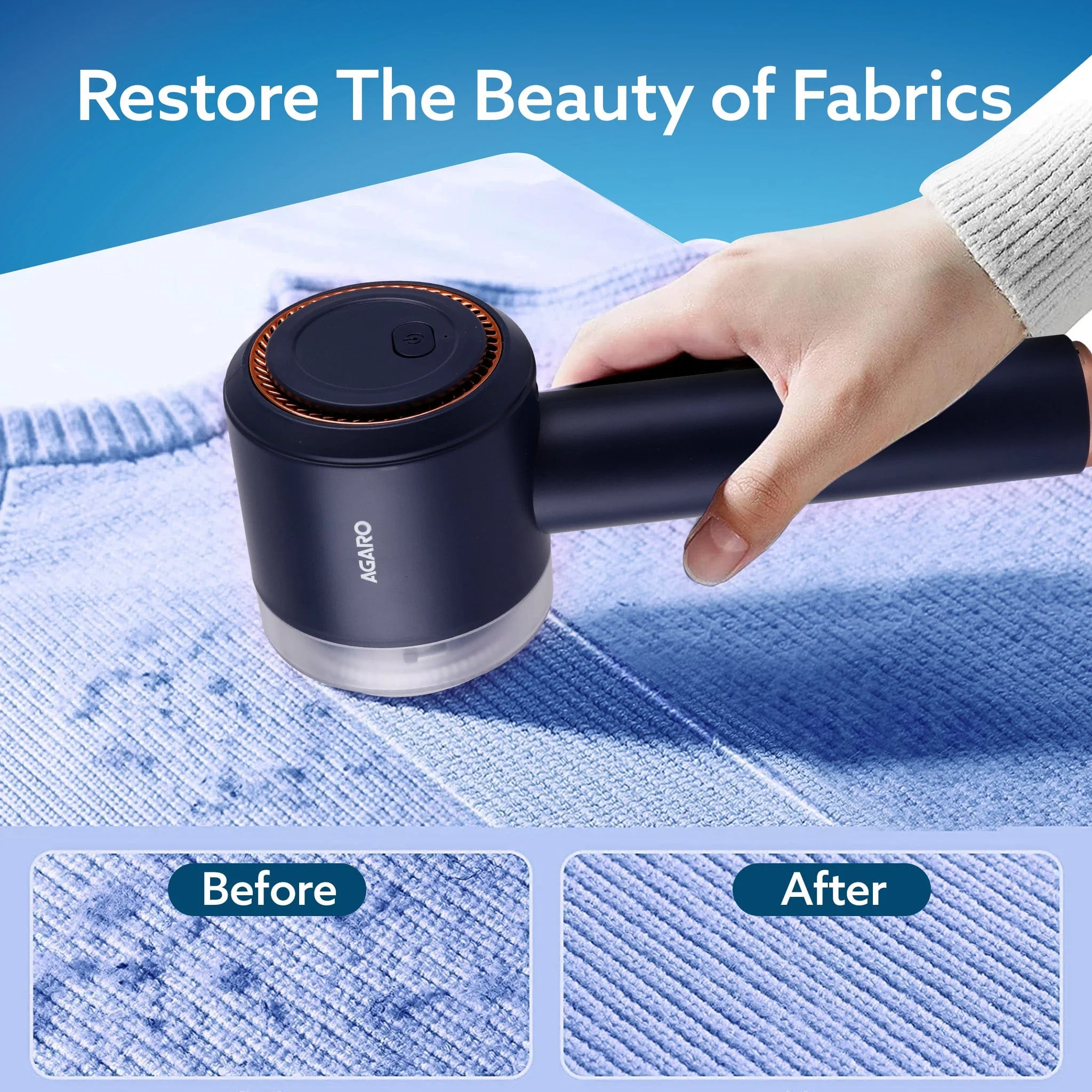 LR2409 Lint Remover, Electric Fabric Shaver, Rechargeable, Stainless Steel Blades, Portable, Multi-Functional Fuzz Remover from Woollen Sweaters, Coat, Blankets, Jackets, Carpets, Burr Remover - Image 2