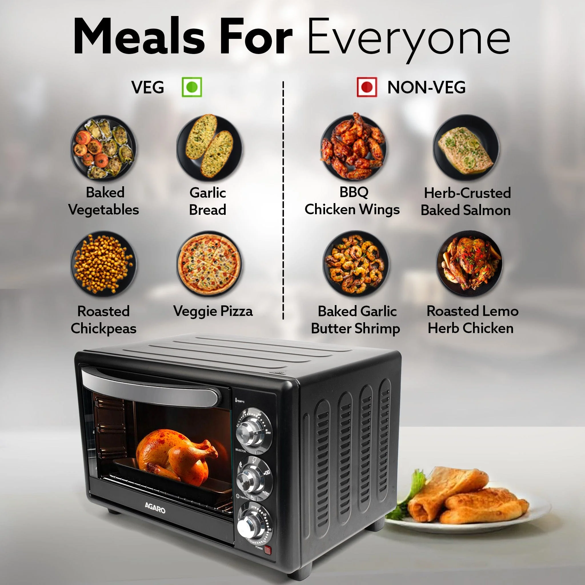 Majestic 30L OTG 1500W, with Motorized Rotisserie Baking & Grilling Accessories, Oven For Kitchen, Transparent Glass Door, Uniform Heating, Adjustable Temperature Control, 1-Year Warranty, Black - Image 6