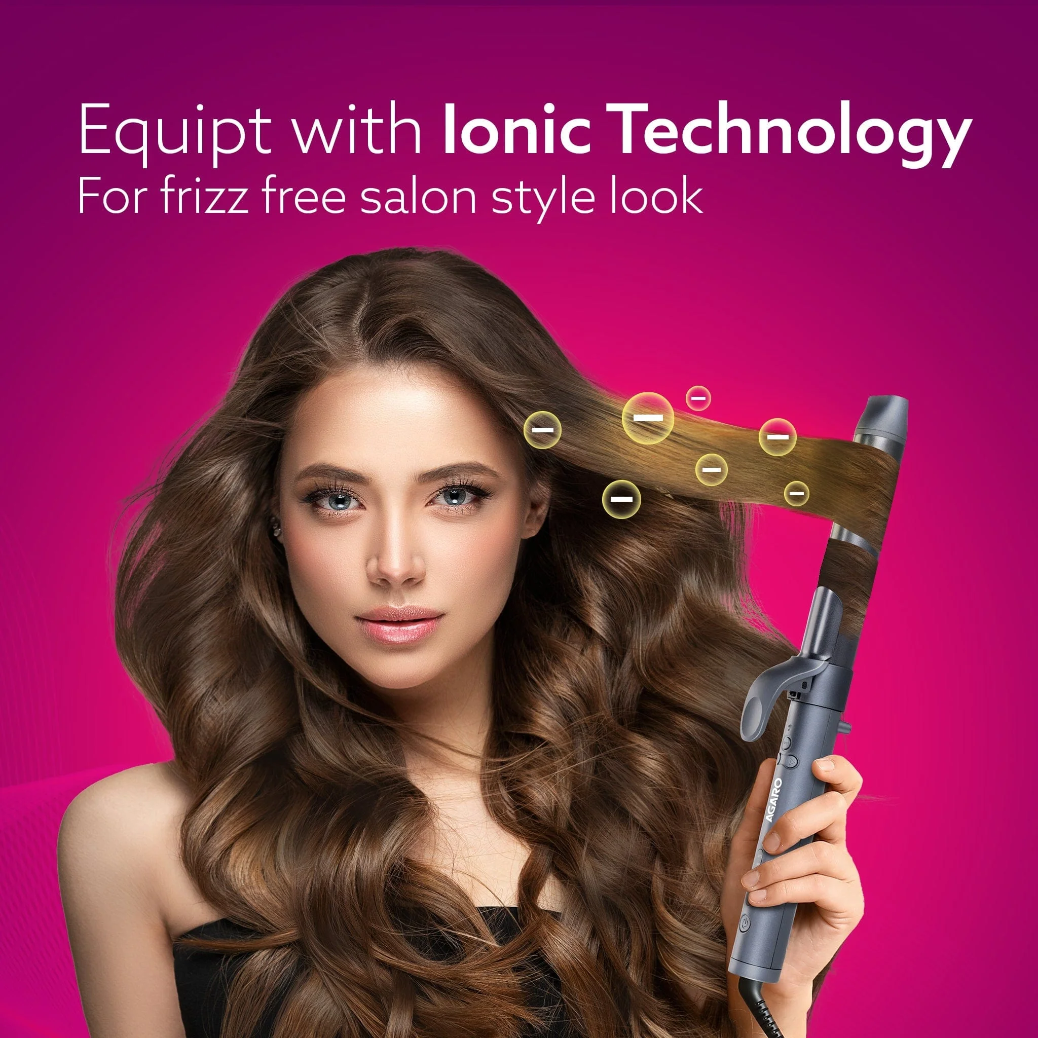 Prima Rotating Hair Curler, 32 mm Ceramic coated barrel, Automatic Curling, Fast Heating, Ceramic Coated Titanium Barrel for Long/Medium Hair, Professional Self Curling Hair Styler, For Women, Black - Image 3