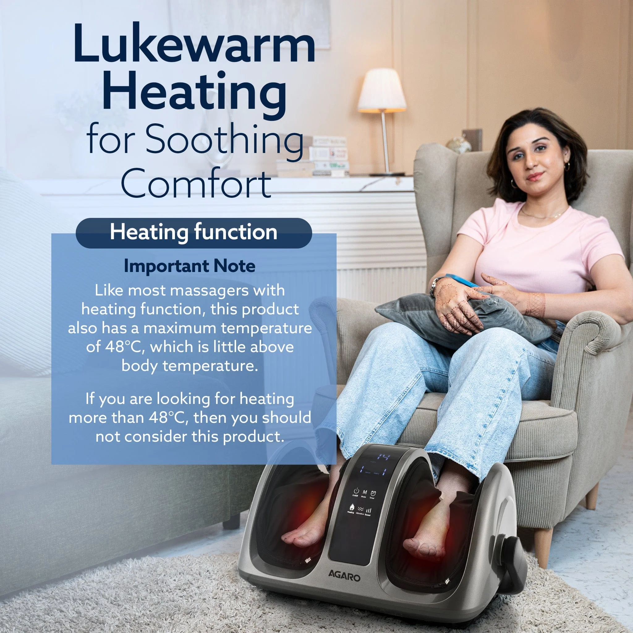 Primo Foot Massager, Kneading & Rolling Function, Lukewarm Heat, Vibration, Timer, for Pain Relief, Muscle Relaxation & Improving Blood Circulation - Image 4
