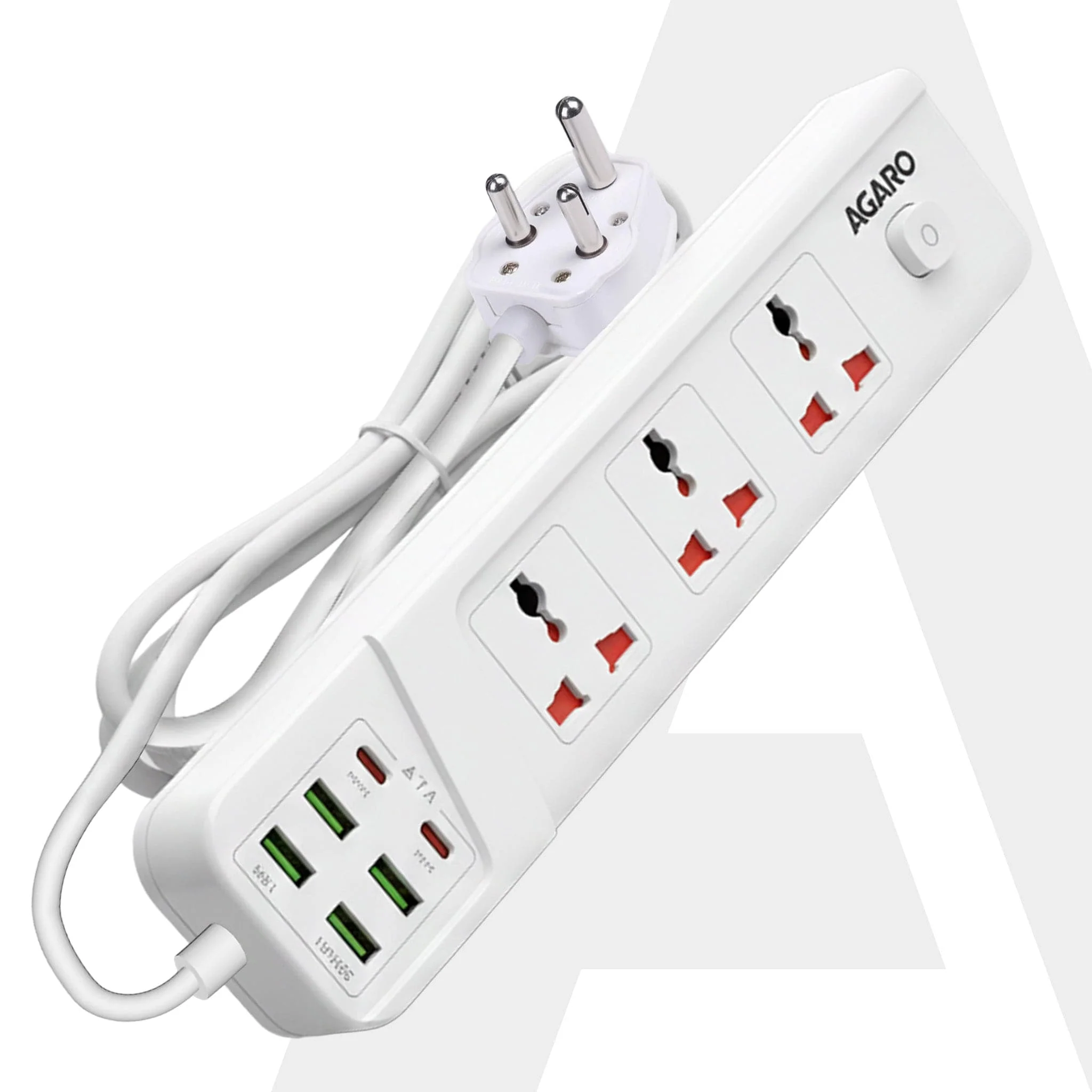 Regal Extension Board 3 Universal Sockets, 4 USB + 2 Type-C Fast Charging, 2500W