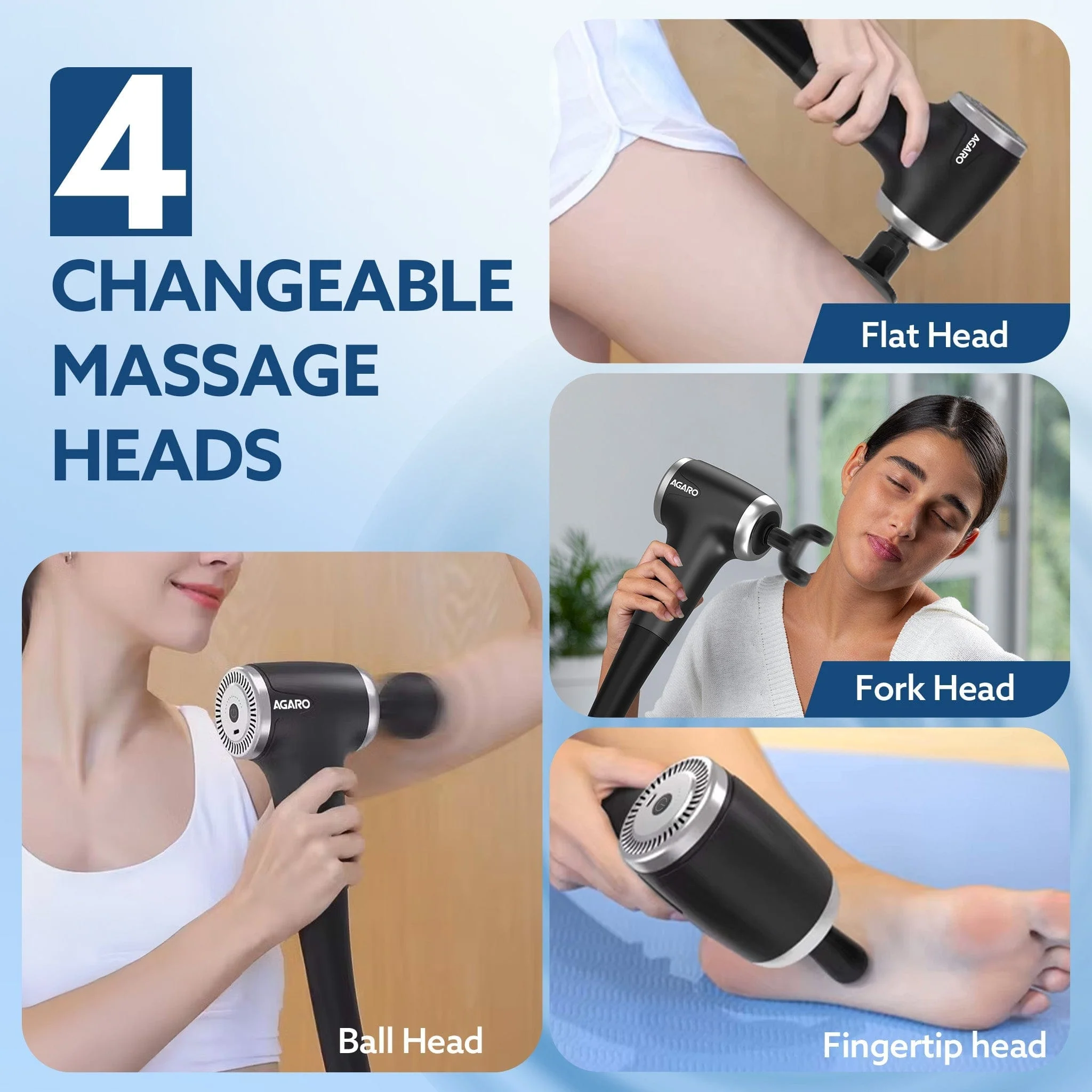 Regency Gun Massager, 4 Heads, 13 Speed, Rechargeable, Handheld, Percussion Muscle Massager for Full Body Pain Relief, Muscle Relaxation of Neck, Shoulder, Back, Foot for Men & Women, Black - Image 10