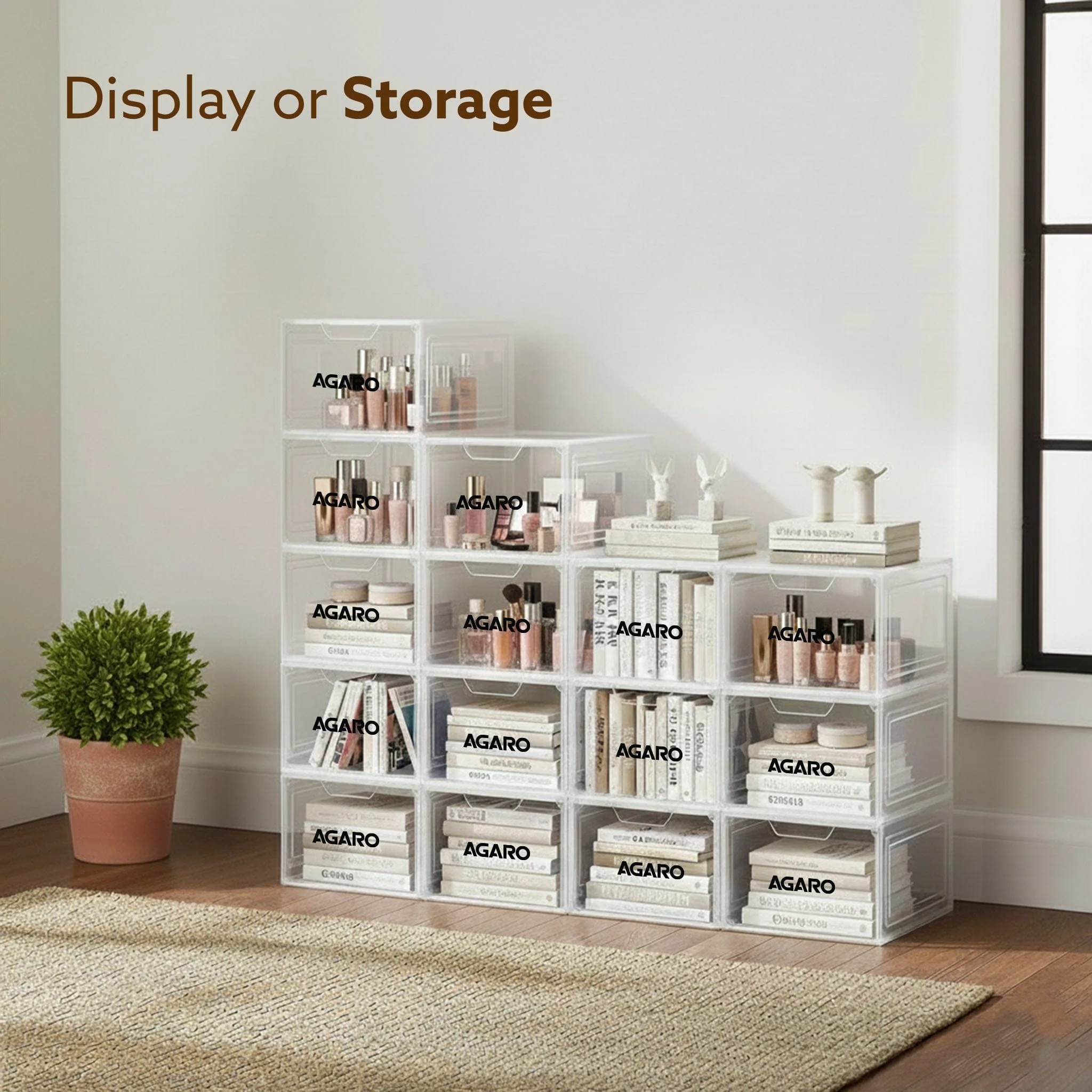 Stackable Shoe Storage Box Organizer | Heavy Duty, Transparent, Plastic Sneaker Crates Container with Magnetic Door |Space Saving|Organizer for Men & Women| Fits up to Size UK 12 - Image 19