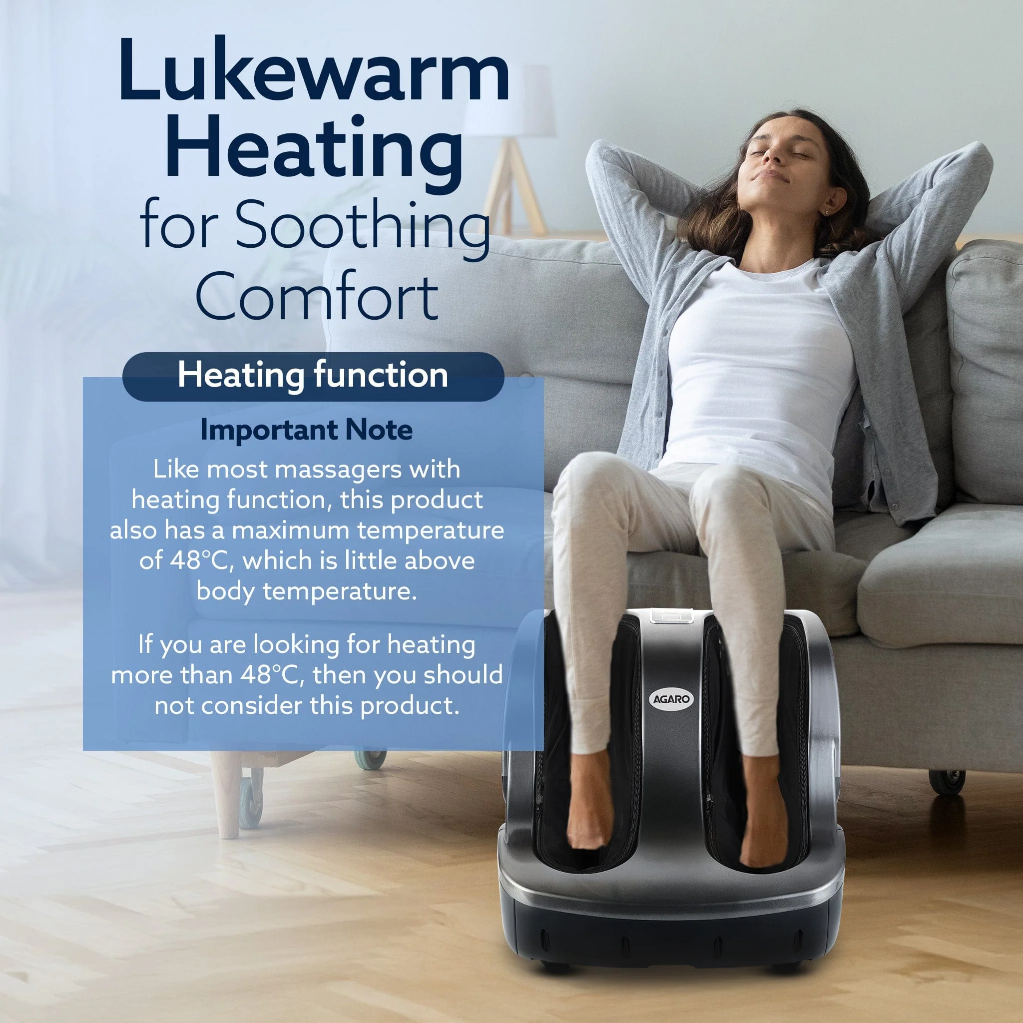 Supreme Foot & Calf Massager, Kneading & Rolling Function, for Pain Relief & Improving Blood Circulation, 3 Intensity Levels, 3 Levels of Lukewarm Heat, Vibration Massage, Timer, Remote Control - Image 4