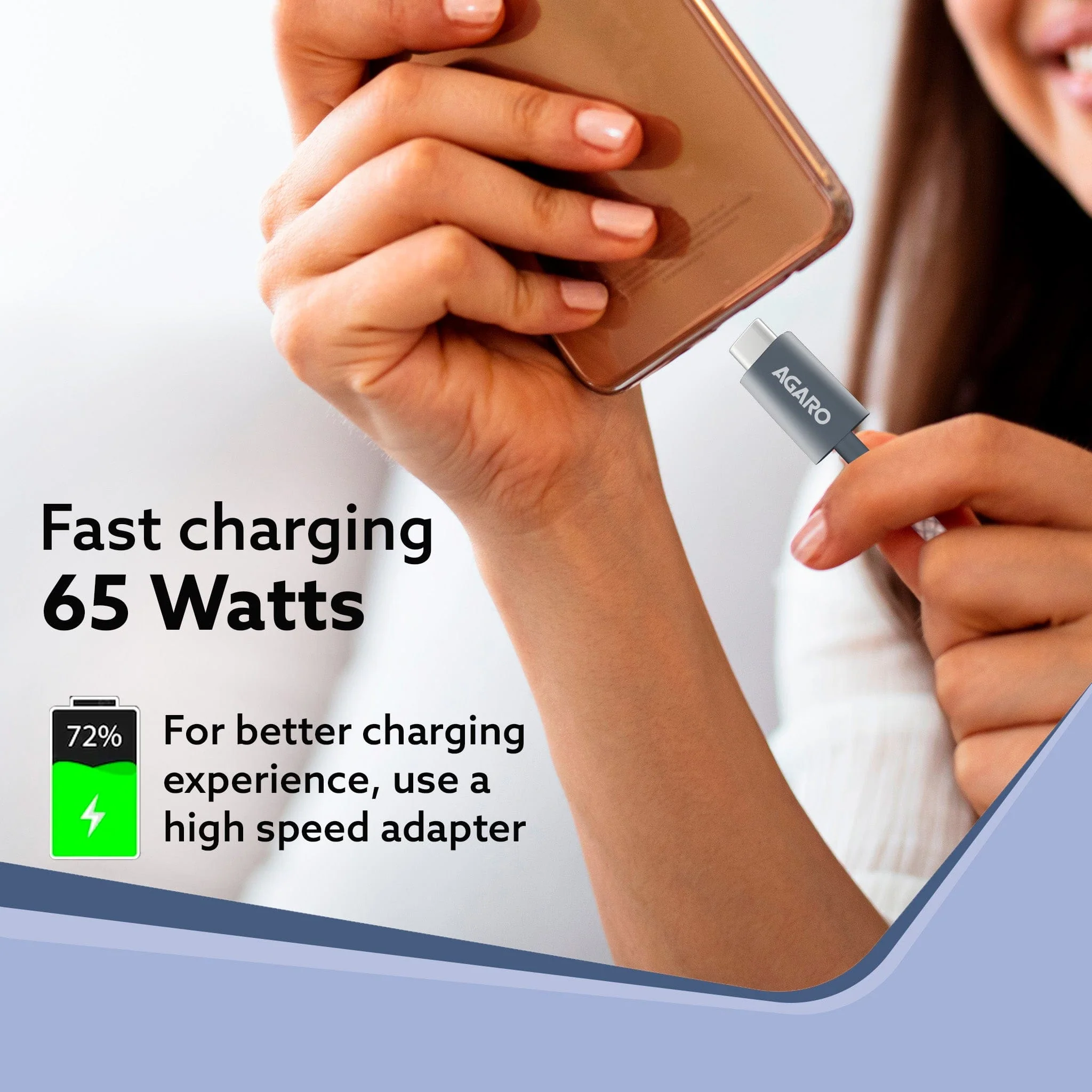 USB-A to Type C Cable, Nylon Braided Cable, 65W, 6A Fast Charging, Compatible with All Type C Devices Including Smartphones, Tablets, etc, PD Technology, 1 M (3.2Ft), 480 Mbps Data Transmission - Image 4