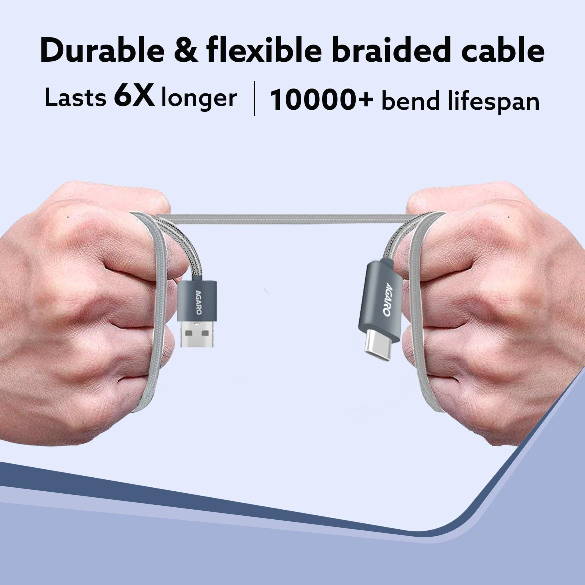 USB-A to Type C Cable, Unbreakable Braided Cable, 3A Fast Charging, Compatible with All Type C Devices Including Smartphones, Tablets, PD Technology, 1.5 M (4.9Ft), 480 Mbps Data Transmission - Image 5